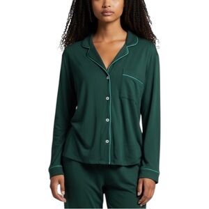 J. Crew Dreamy Cotton-Blend Button Up Pajama Top NWT M Emerald Green